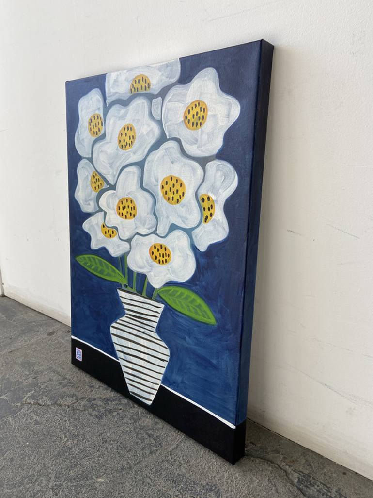 Original Art Deco Floral Painting by Jelly Chen