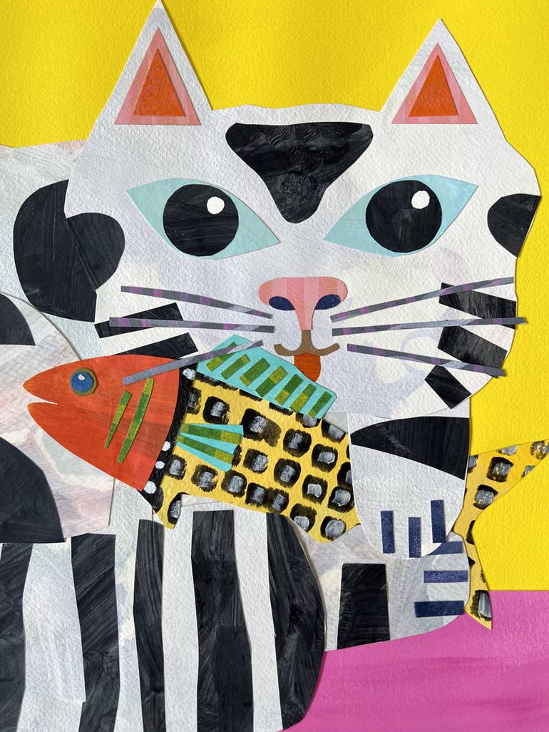 Original Art Deco Cats Collage by Jelly Chen