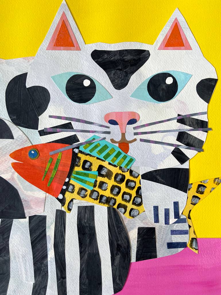 Original Art Deco Cats Collage by Jelly Chen