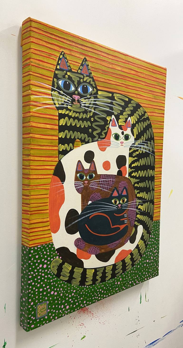 Original Cats Painting by Jelly Chen