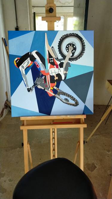 Original Figurative Motorcycle Painting by Manon Klein