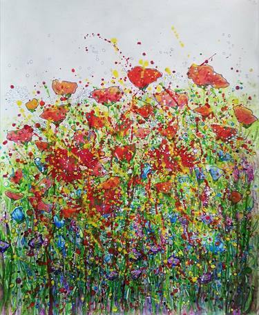 Print of Expressionism Floral Paintings by Pamela McMahon