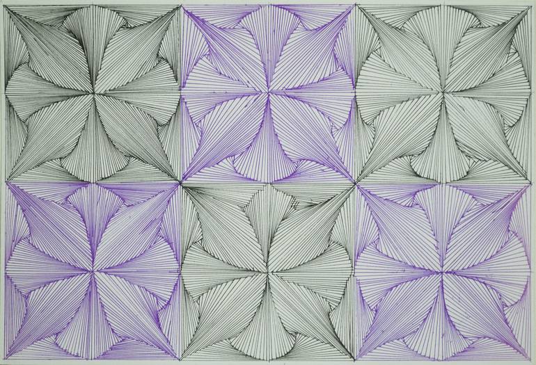 Original Geometric abstract Abstract Drawing by Reggina Bouka