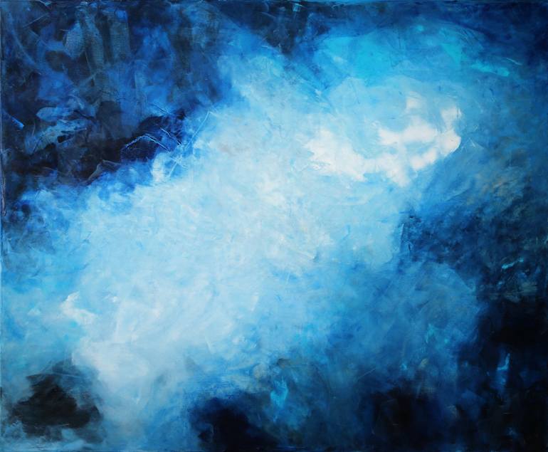 Original Abstract Painting by Maja Gajewska | Abstract Art on Canvas | Navy Blue and Silver II