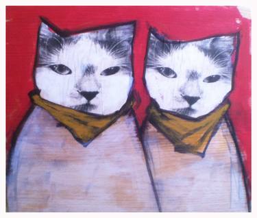 Saatchi Art Artist Brian Tait; Collage, “Dos Gatos” #art