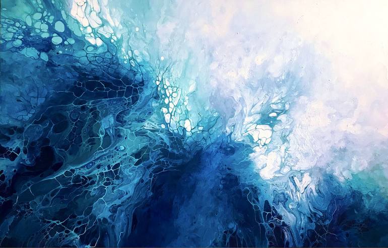 Mystic Blues Abstract Sea Ocean Water Acrylic Painting, 58% OFF