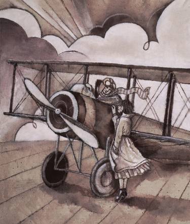 Print of Art Deco Aeroplane Paintings by Joanna Wood