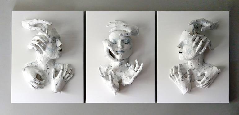 Original 3d Sculpture Portrait Mixed Media by Gaya Lastovjak