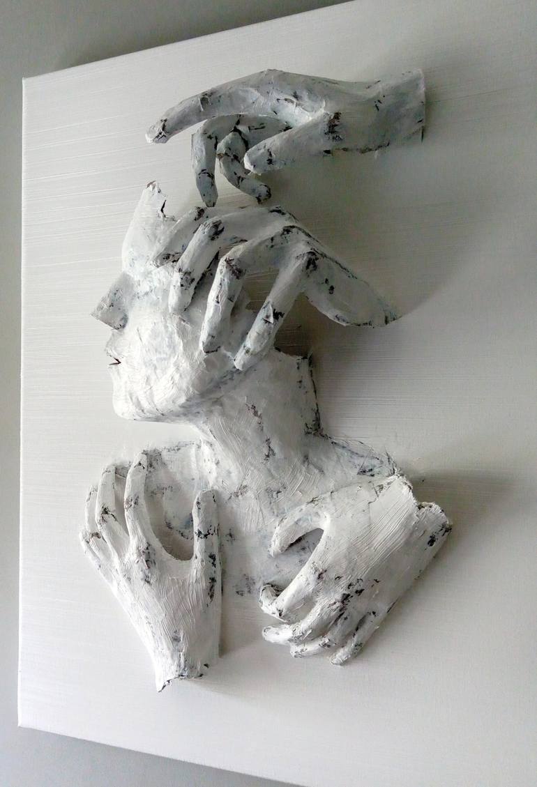 Original 3d Sculpture Portrait Mixed Media by Gaya Lastovjak