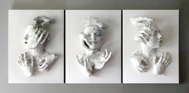 Original 3d Sculpture Portrait Mixed Media by Gaya Lastovjak