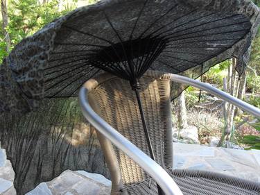 Bamboo Craft Parasol Art: 'GreenLeopard Black' thumb