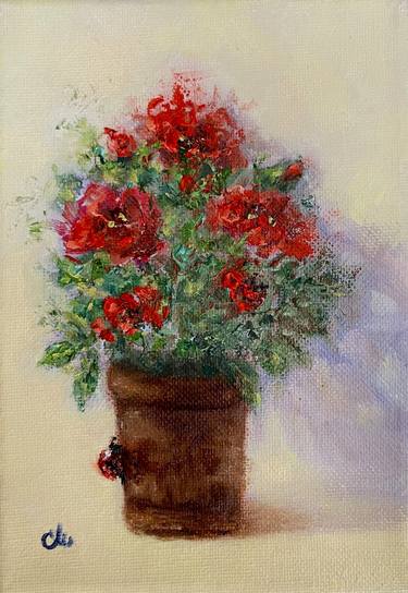 Original Impressionism Floral Painting by Cristina Mihailescu