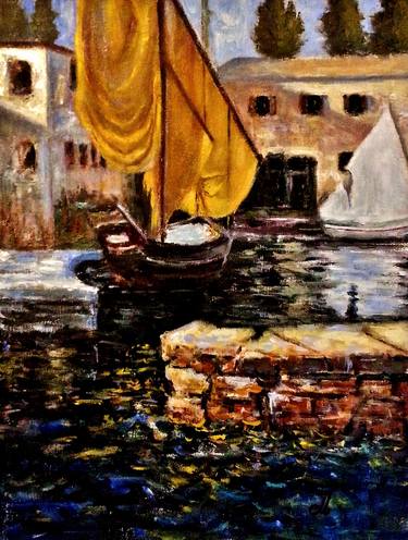 A boat with a golden sail, San Vigilio thumb