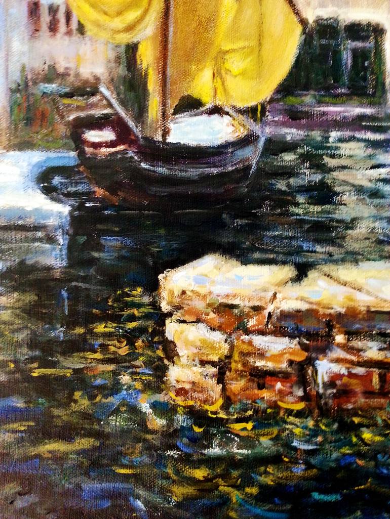 Original Impressionism Boat Painting by Cristina Mihailescu