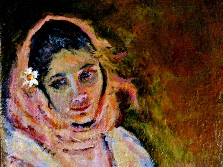 Original Impressionism Portrait Painting by Cristina Mihailescu