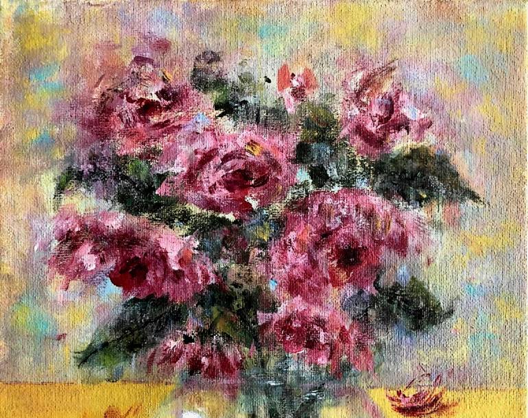 Original Impressionism Floral Painting by Cristina Mihailescu