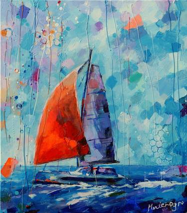 Print of Boat Paintings by Miriam Montenegro