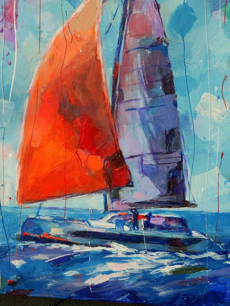 Original Boat Painting by Miriam Montenegro