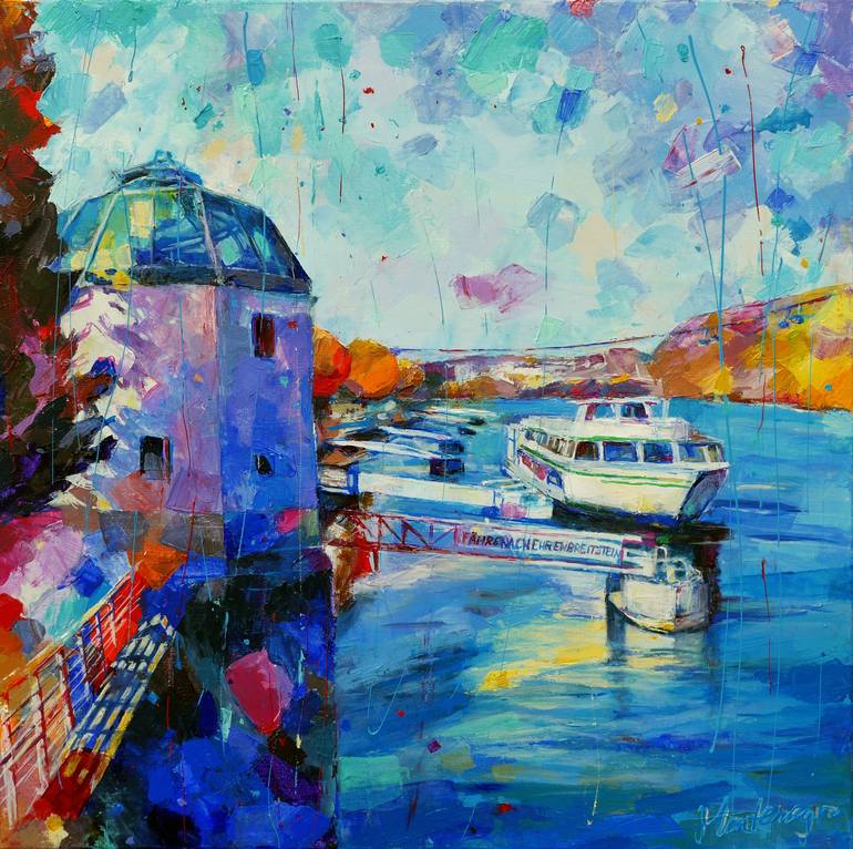 Original Boat Painting by Miriam Montenegro