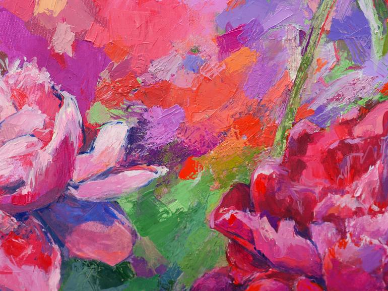 Original Expressionism Floral Painting by Miriam Montenegro