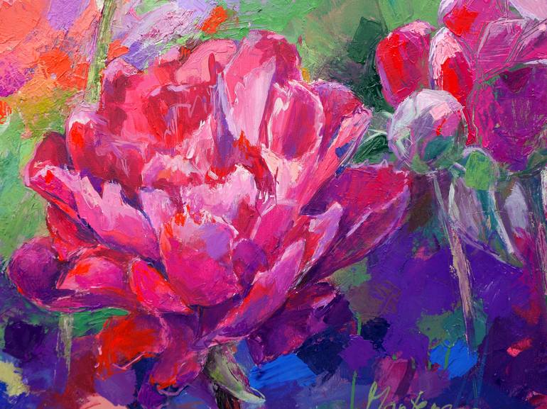 Original Expressionism Floral Painting by Miriam Montenegro