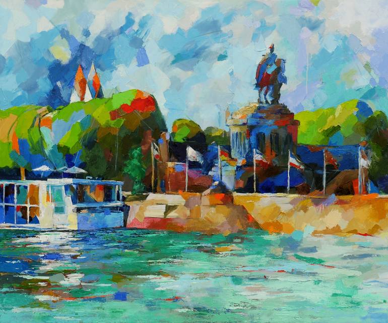 Original Expressionism Cities Painting by Miriam Montenegro