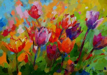 Original Expressionism Floral Paintings by Miriam Montenegro