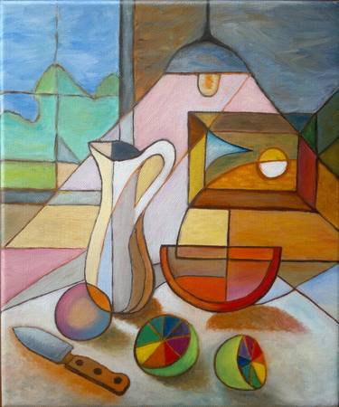 Print of Cubism Still Life Paintings by Stefan Silvestru