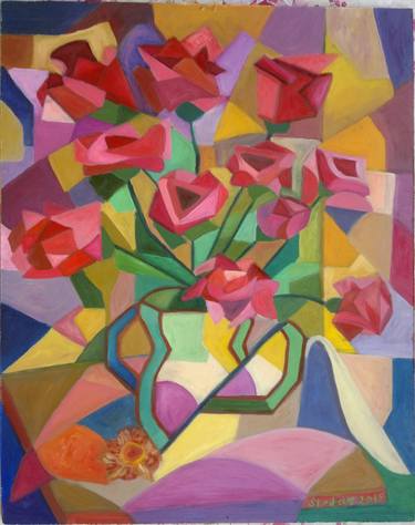 Print of Cubism Floral Paintings by Stefan Silvestru