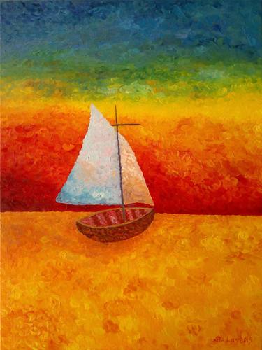 Original Abstract Sailboat Paintings by Stefan Silvestru