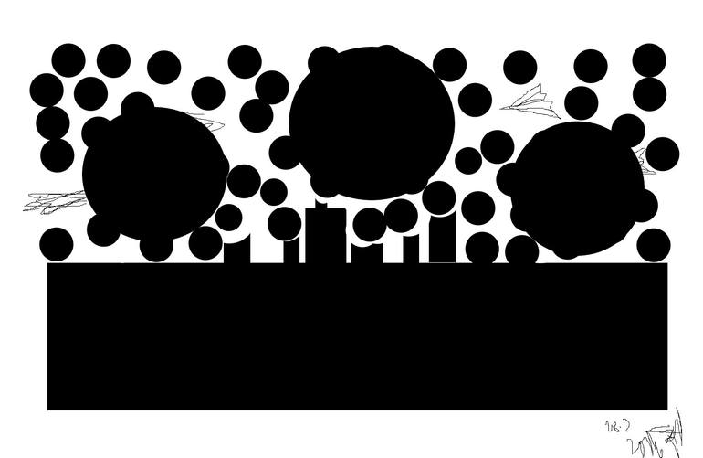 Original Architecture Drawing by Zo Flamma-hill | Abstract Art on Paper | Architecture and Bombs