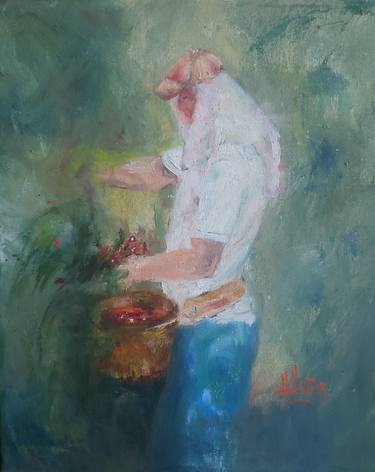 Original Impressionism Rural Life Painting by María Lidia Muñoz