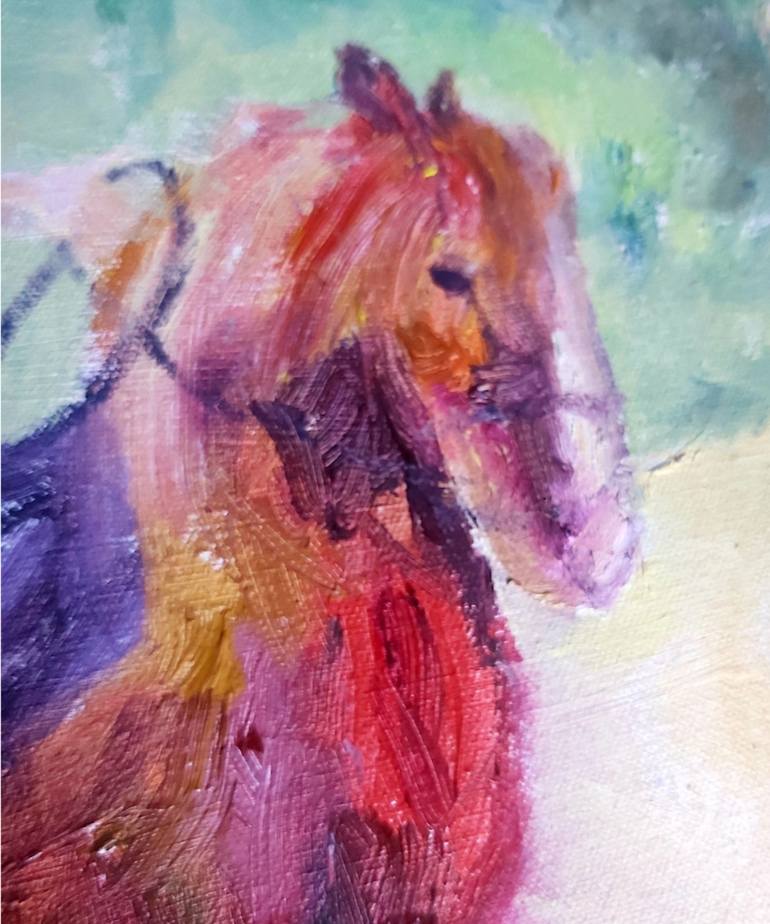 Original Impressionism Horse Painting by María Lidia Muñoz