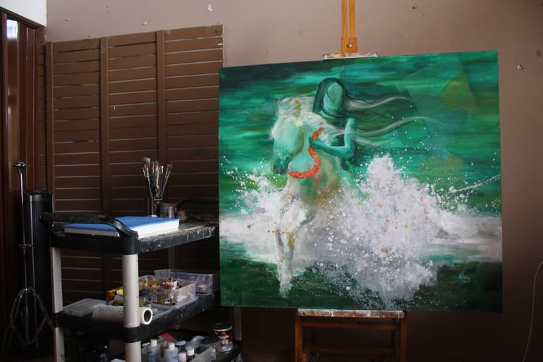Original Expressionism Horse Painting by María Lidia Muñoz