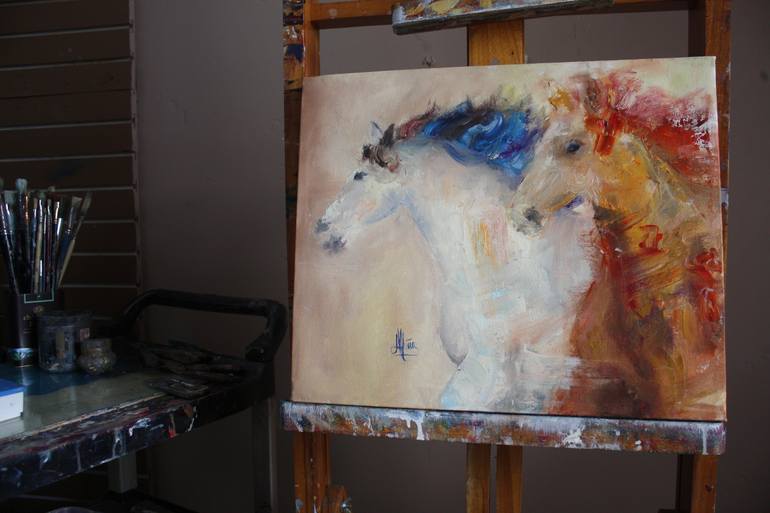 Original Expressionism Horse Painting by María Lidia Muñoz