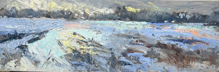 Original Landscape Painting by Nataliya Gurshman | Abstract Art on Aluminum | "Settled"
