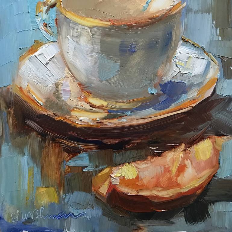 An orange tea Painting by Nataliya Gurshman | Saatchi Art