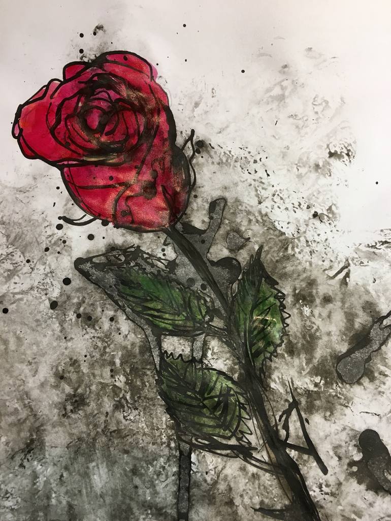 Original Expressionism Floral Drawing by Neel Muller
