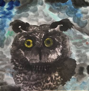 Abstract Chinese ink painting 015 lovely owl no.6 thumb