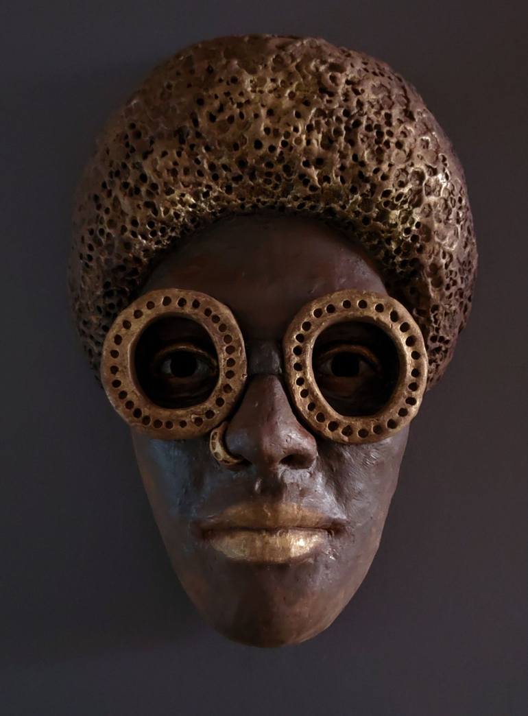 Original Steampunk Portrait Sculpture by Anita Dewitt