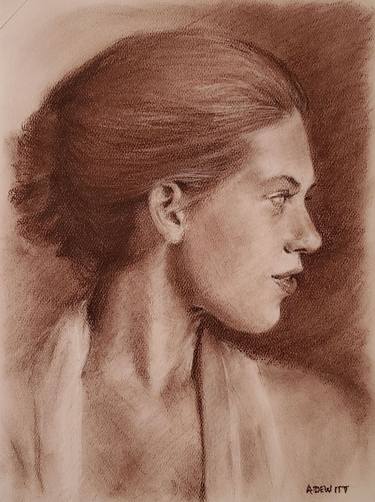 Original Portraiture Women Drawings by Anita Dewitt