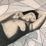 I'm inspired the year of 1920-1930 the art deco period was a short time of 10 years, I hope you like that time. What you see is a naked woman and I used acyl and oil painting on paper the size of the painting is 30 x 40 cm. You still have to frame it. Packed in 2 cardboards to protect the painting during transport. Signed in front of the painting.