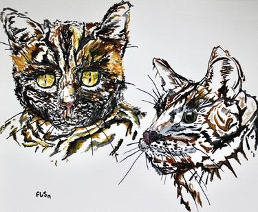 Print of Cats Paintings by Freya Laetitia Stinton