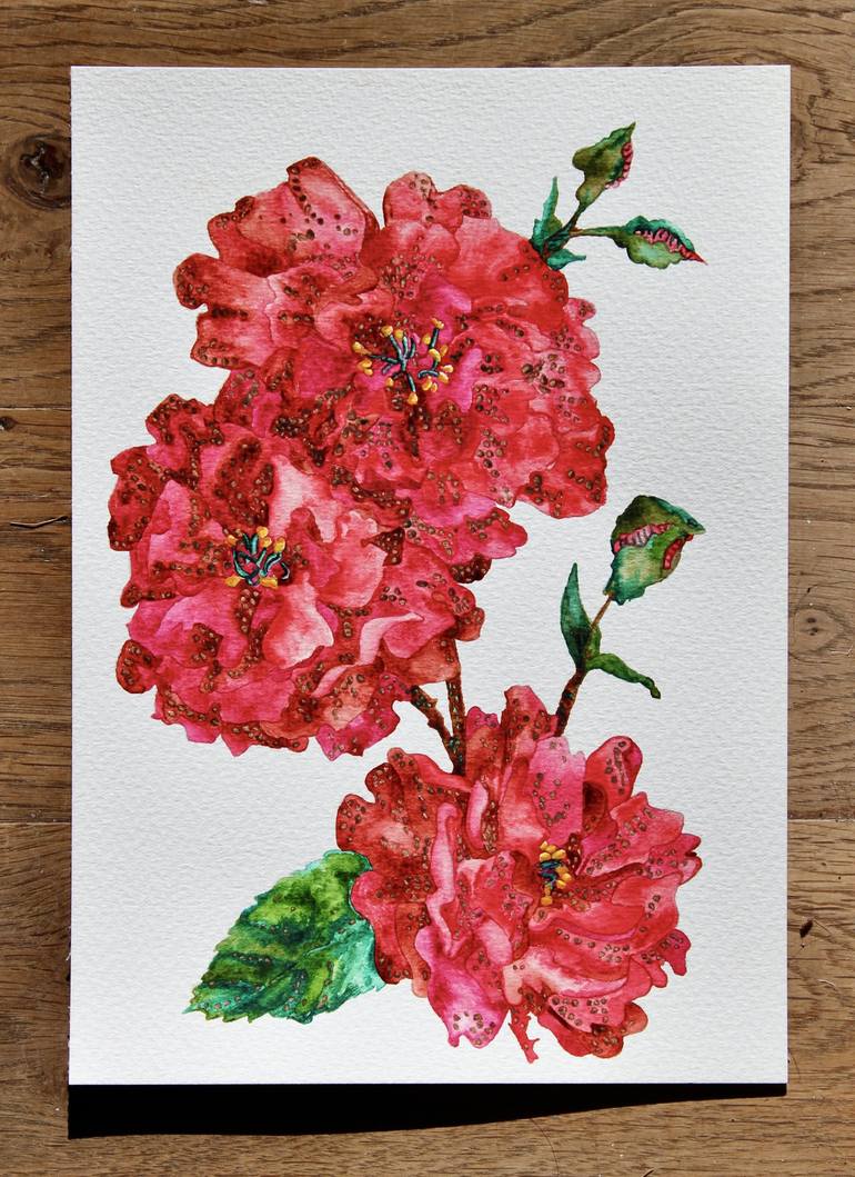 Original Fine Art Floral Painting by Freya Laetitia Stinton