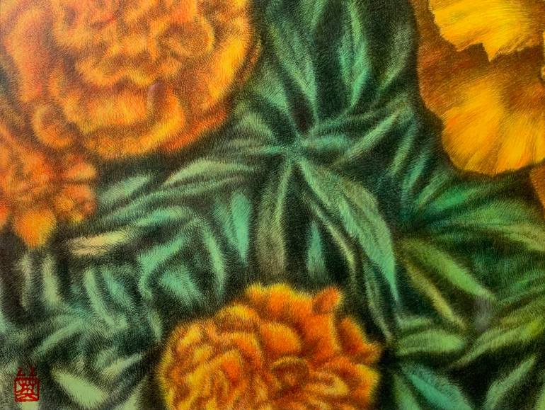 Original Conceptual Floral Painting by Hideyuki Sobue