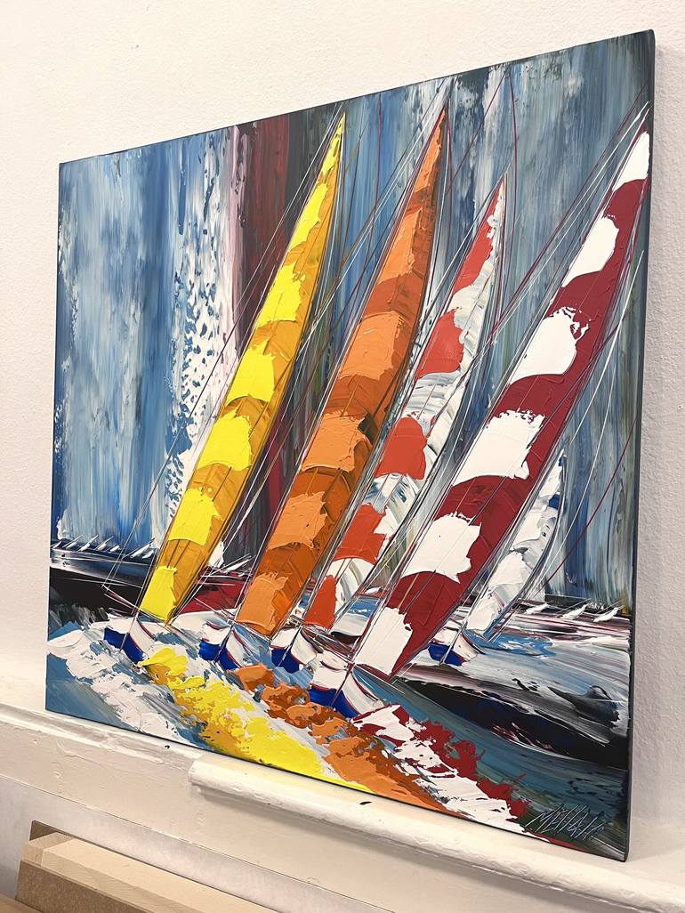 Original Figurative Sailboat Painting by Olivier Messas