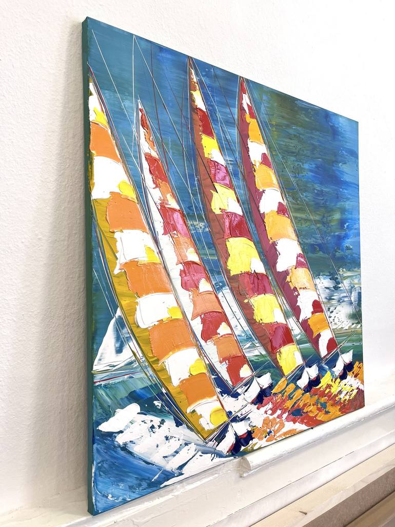 Original Figurative Sailboat Painting by Olivier Messas