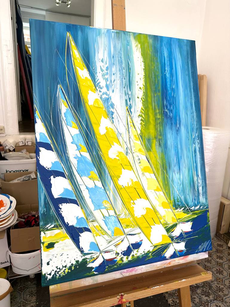 Original Figurative Boat Painting by Olivier Messas