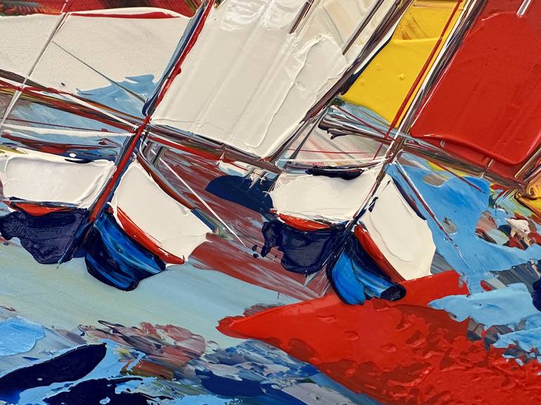 Original Fine Art Sailboat Painting by Olivier Messas