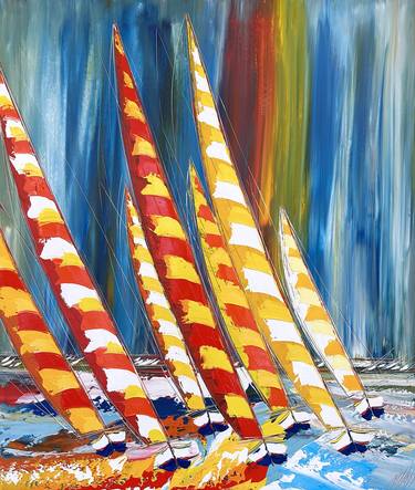 Original Pop Art Sailboat Paintings by Olivier Messas